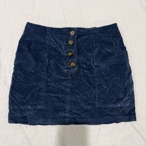 BDG Urban Outfitters Navy Blue Button-Front Suede Skirt Size M